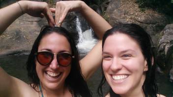 Allison and I at the waterfall in the jungle outside of Chiang Mai